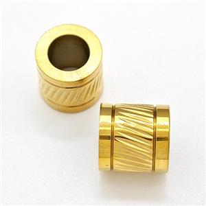 Stainless Steel Tube Beads Large Hole Gold Plated, approx 10mm, 6mm hole [SSB5874]