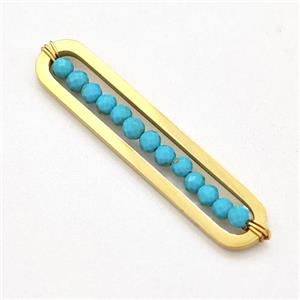 Stainless Steel Pendant With Blue Synthetic Turquoise Wire Wrapped, approx 6-30mm [SSB5882]