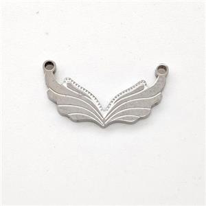 Raw Stainless Steel Angel Wings Pendant 2loops, approx 8-15mm [SSB5893]
