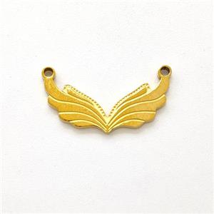 Stainless Steel Angel Wings Pendant 2loops Gold Plated, approx 8-15mm [SSB5894]