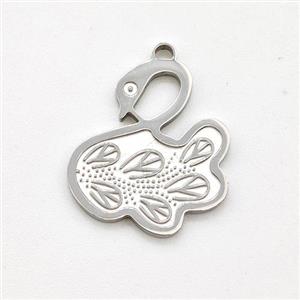 Raw Stainless Steel Swan Pendant, approx 13-15mm [SSB5903]