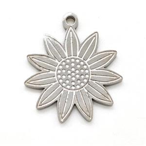 Raw Stainless Steel Sunflower Pendant, approx 17mm [SSB5907]