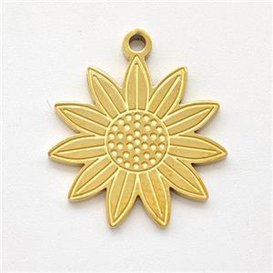 Stainless Steel Sunflower Pendant Gold Plated, approx 17mm [SSB5908]