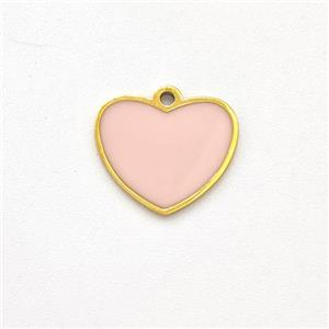 Stainless Steel Heart Pendant Pink Enamel Gold Plated, approx 10mm [SSB5912]