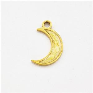 Stainless Steel Moon Pendant Yellow Painted Gold Plated, approx 7-9mm [SSB5918]