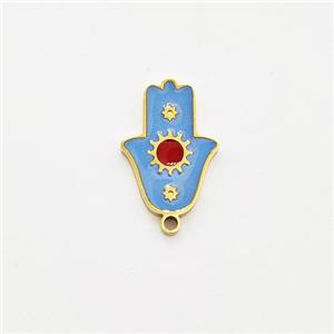 Stainless Steel Hand Pendant Blue Enamel Gold Plated, approx 7.5-10mm [SSB5933]