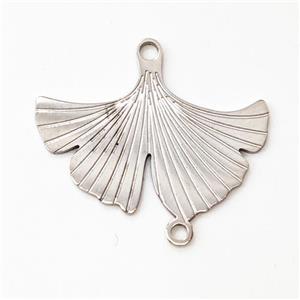 Raw Stainless Steel Ginkgo Leaf Connector, approx 14-20mm [SSB5936]