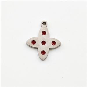Raw Stainless Steel Star Pendant Red Enamel, approx 11mm [SSB5942]