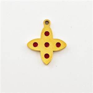 Stainless Steel Star Pendant Red Enamel Gold Plated, approx 11mm [SSB5943]