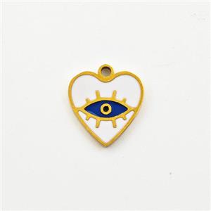 Stainless Steel Heart Pendant Blue Enamel Evil Eye Gold Plated, approx 10mm [SSB5949]