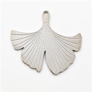 Stainless Steel Pendant Ginkgo Leaf, approx 20-24mm [SSB5956]