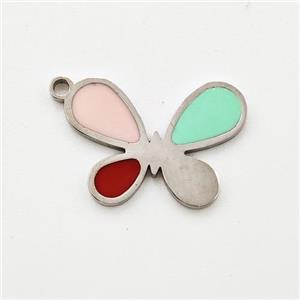 Raw Stainless Steel Butterfly Pendant Enamel, approx 11-16mm [SSB5962]