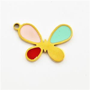 Stainless Steel Butterfly Pendant Enamel Gold Plated, approx 11-16mm [SSB5963]