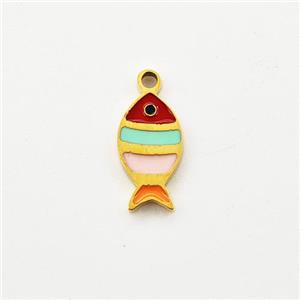 Stainless Steel Fish Pendant Multicolor Enamel Gold Plated, approx 6-10mm [SSB5968]