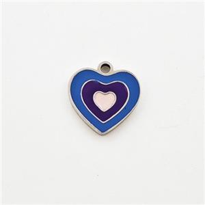 Raw Stainless Steel Heart Pendant Enamel, approx 9mm [SSB5969]