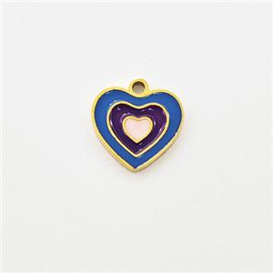 Stainless Steel Heart Pendant Enamel Gold Plated, approx 9mm [SSB5970]