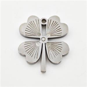 Raw Stainless Steel Clover Pendant, approx 16-18mm [SSB5971]