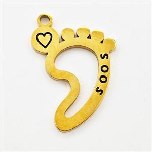 Stainless Steel Babyfeet Pendant Heart Gold Plated, approx 15-20mm [SSB5989]
