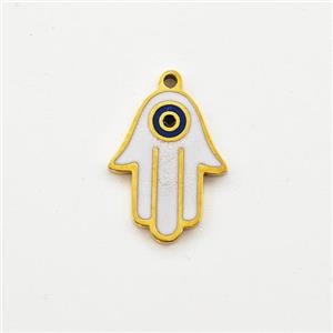 Stainless Steel Hand Pendant Enamel Evil Eye Gold Plated, approx 9-12mm [SSB6003]