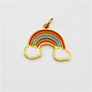 Stainless Steel Rainbow Pendant Multicolor Enamel Gold Plated, approx 9-14mm [SSB6017]