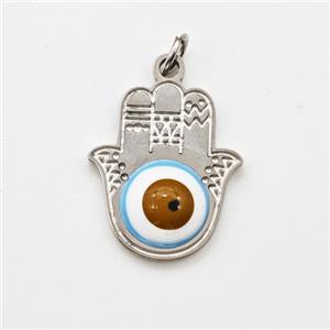 Raw Stainless Steel Hand Pendant Evil Eye, approx 13-15mm [SSB6018]