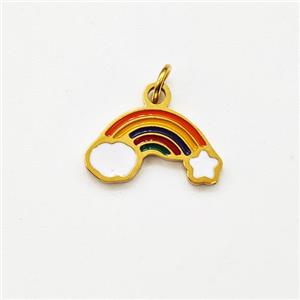 Stainless Steel Rainbow Pendant Multicolor Enamel Gold Plated, approx 7-13mm [SSB6021]