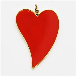 Stainless Steel Heart Pendant Red Enamel Gold Plated, approx 18-25mm [SSB6027]