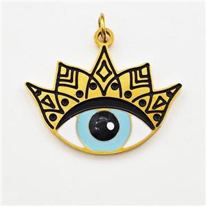 Stainless Steel Evil Eye Pendant Black Enamel Gold Plated, approx 15-21mm [SSB6029]