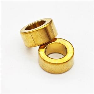 Stainless Steel Rondelle Beads Large Hole Gold Plated, approx 5x10mm, 6mm hole [SSB6039]