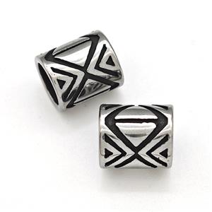Stainless Steel Tube Beads Large Hole Antique Silver, approx 8.5-10mm, 6mm hole [SSB6042]