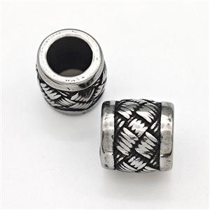 Stainless Steel Tube Beads Large Hole Antique Silver, approx 10mm, 6mm hole [SSB6043]