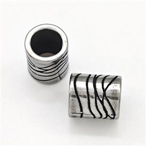 Stainless Steel Tube Beads Large Hole Antique Silver, approx 9-10mm, 6mm hole [SSB6044]