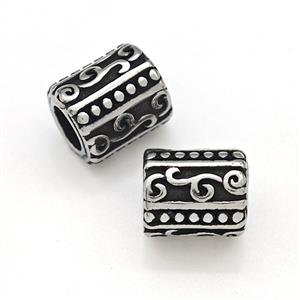 Stainless Steel Tube Beads Large Hole Antique Silver, approx 8.5-10mm, 5mm hole [SSB6045]