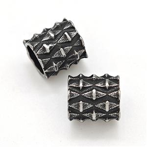 Stainless Steel Tube Beads Large Hole Antique Silver, approx 9-10mm, 6mm hole [SSB6046]