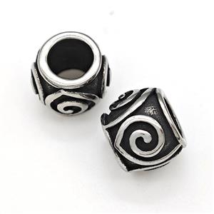 Stainless Steel Round Beads Large Hole Antique Silver, approx 9-11mm, 6mm hole [SSB6049]