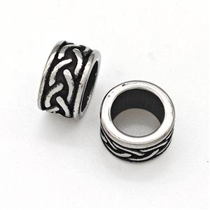 Stainless Steel Rondelle Beads Large Hole Antique Silver, approx 5-9mm, 6mm hole [SSB6051]