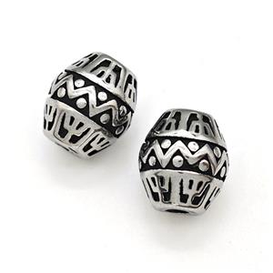 Stainless Steel Barrel Beads Antique Silver, approx 9-10mm [SSB6052]