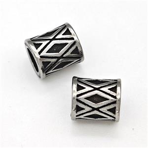 Stainless Steel Tube Beads Large Hole Antique Silver, approx 7-8mm, 4mm hole [SSB6059]