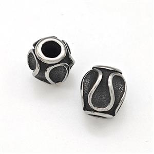 Stainless Steel Beads Antique Silver, approx 7-8mm, 3mm hole [SSB6066]