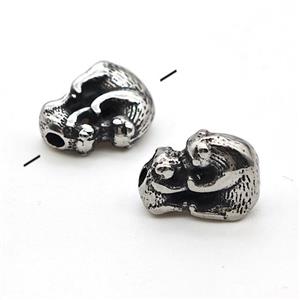 Stainless Steel Bear Beads Antique Silver, approx 8-12mm [SSB6067]
