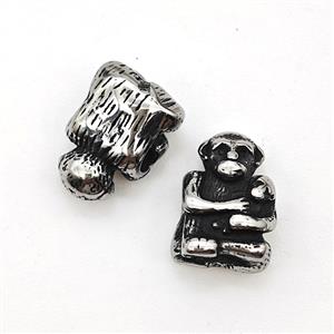 Stainless Steel Monkey Beads Antique Silver, approx 8-11mm [SSB6074]