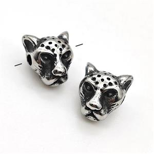 Stainless Steel Leopard Beads Panther Antique Silver, approx 9-10mm [SSB6075]