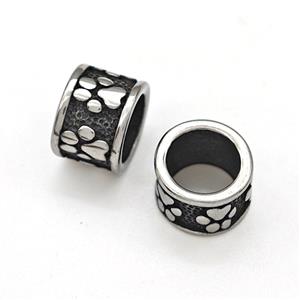 Stainless Steel Column Beads Large Hole Antique Silver, approx 6-8.5mm, 6mm hole [SSB6078]