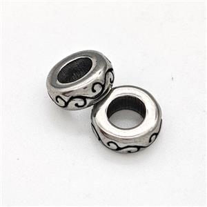 Stainless Steel Rondelle Beads Antique Silver, approx 3-8mm, 4mm hole [SSB6082]