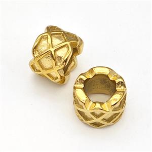 Stainless Steel Tube Beads Large Hole Gold Plated, approx 11mm, 6mm hole [SSB6084]