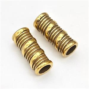 Stainless Steel Tube Beads Large Hole Gold Plated, approx 9-23mm, 5mm hole [SSB6085]