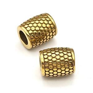 Stainless Steel Barrel Beads Large Hole gold plated, approx 9-11mm, 5mm hole [SSB6086]