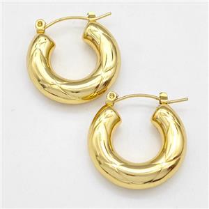 304 Stainless Steel Latchback Earring Gold Plated, approx 7mm, 25mm dia [SSB6088]