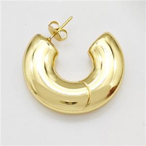 304 Stainless Steel Stud Earring Gold Plated, approx 10mm, 30mm dia [SSB6092]