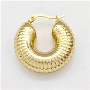 304 Stainless Steel Latchback Earring Gold Plated, approx 10mm, 30mm dia [SSB6094]